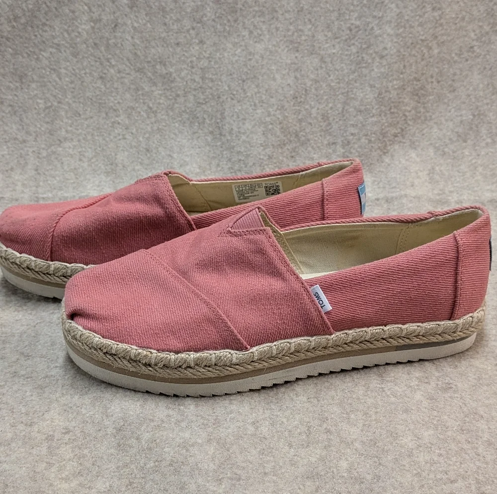 TOMS Women's Coral Canvas Rope Sole Espadrilles Beachy Natural Flats Size 6
